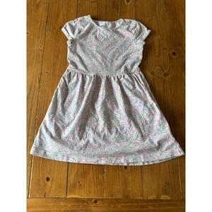 Rumi + Ryder Girls White Dinosaur Floral Print Pocket Jersey Dress Size S 6-7